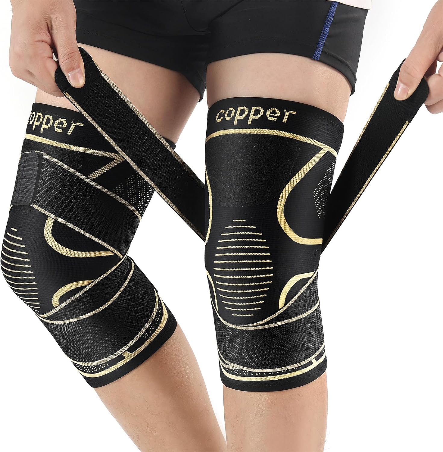 Knee Brace Badminton - Rodilleras de cobre con correa para