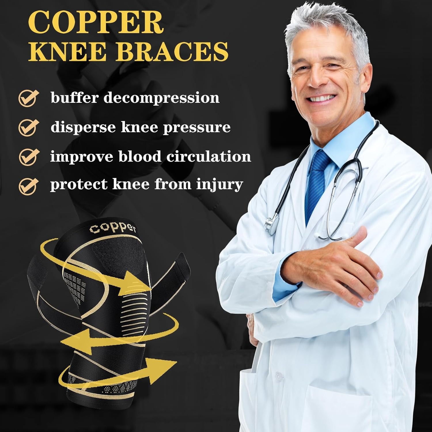 Rodilleras de cobre con correa - Knee Brace Badminton reseña y precio